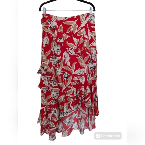Sachin & Babi maxi floral tiered asymmetric skirt sz 10 - Picture 1 of 8
